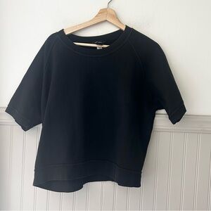 Moda International Classic Black Short Sleeve Crop Sweatshirt Womens size large